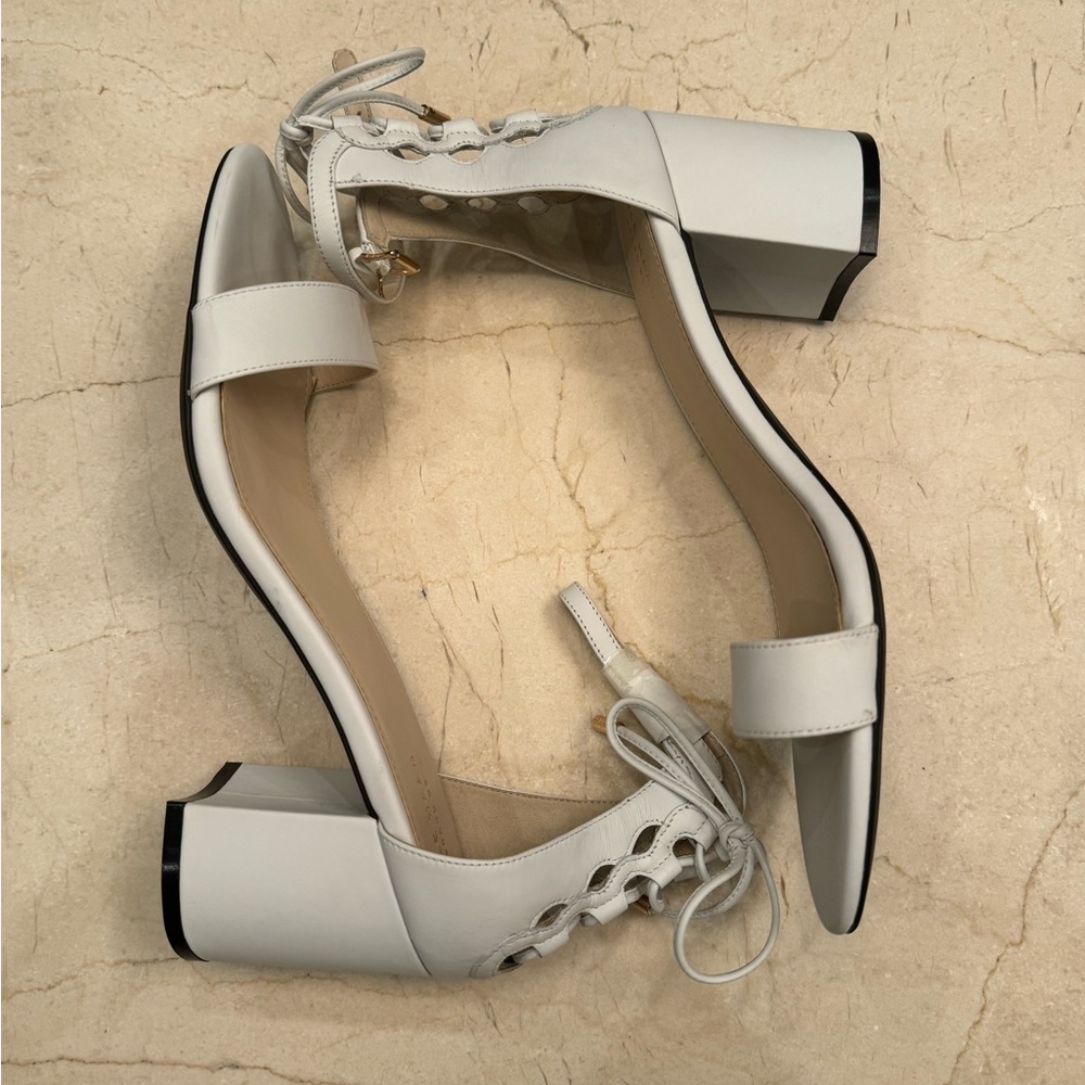 Never Worn Cole Haan White Heeled Sandals - Lace Up Back, 10. Great for brides!